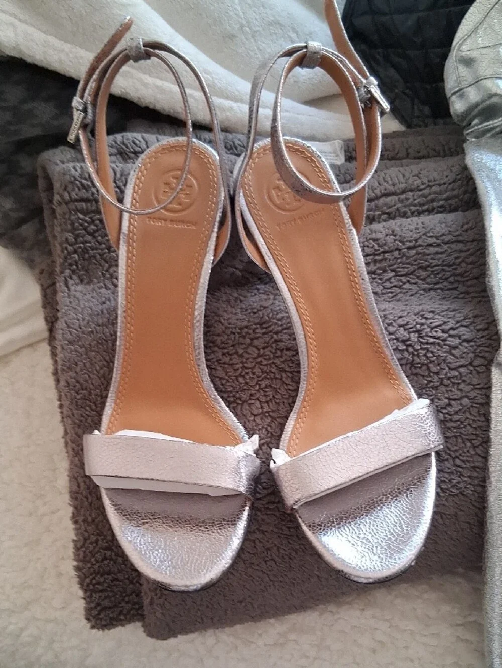 Tory Burch Pewter 85MM Ankle-Strap Sandal